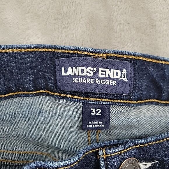 Lands' End Mens Jeans Square Rigger Size 32x29 Straight Leg Dark Blue Denim - Picture 6 of 12